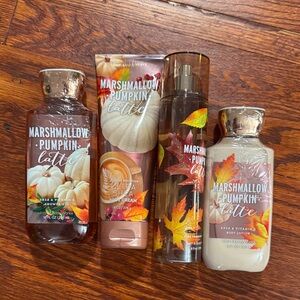 Bath & Body Works Marshmallow Pumpkin Latte Body Wash Set - Brown, White, Orange
